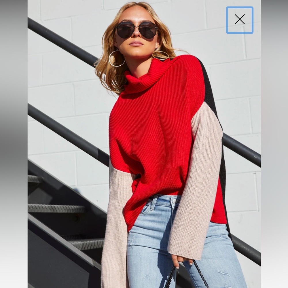 Joyous Occasion Colorblock Turtleneck Sweater
